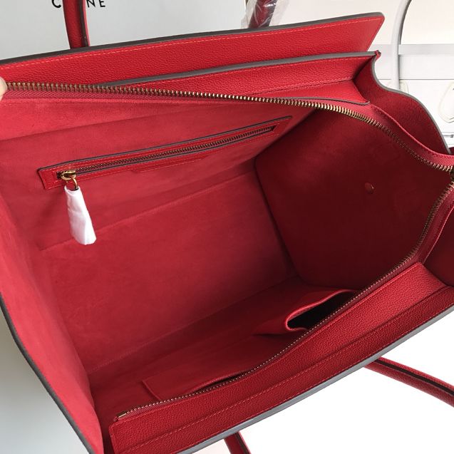 Celine original grained calfskin mini luggage handbag 189213 red