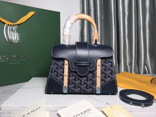 Goyard original canvas saigon structure mini bag GY0009 navy blue