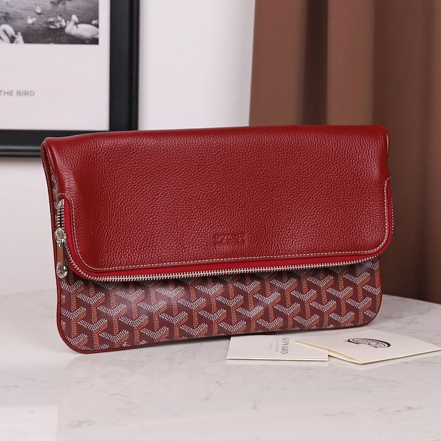 Goyard original calfskin&canvas sainte marie MM clutch GY0020 wine red