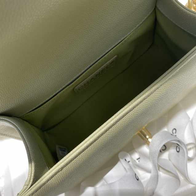 CC original grained calfskin small boy handbag A67085 light green