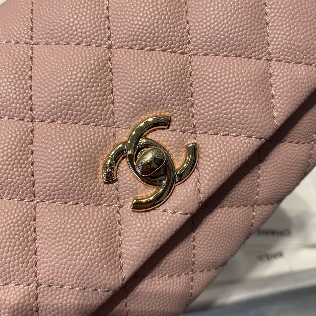 CC original grained calfskin coco top handle mini flap bag AS2215 pink