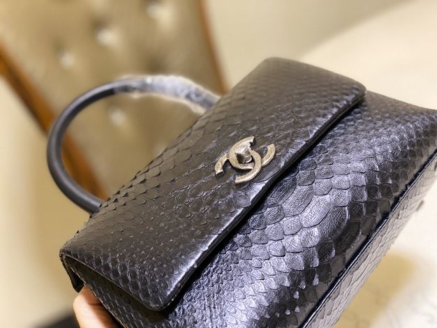 CC original python leather small coco handle bag A92990 black