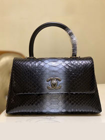 CC original python leather small coco handle bag A92990 black&grey