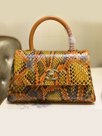 CC original python leather small coco handle bag A92990 yellow