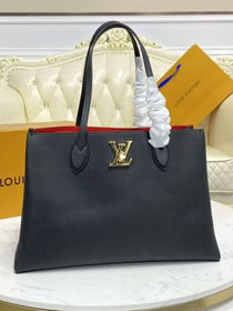 2021 Louis vuitton original calfskin lockme shopper handbag M57345 black