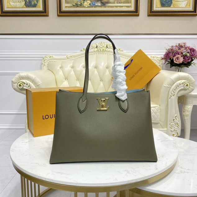 2021 Louis vuitton original calfskin lockme shopper handbag M57345 green