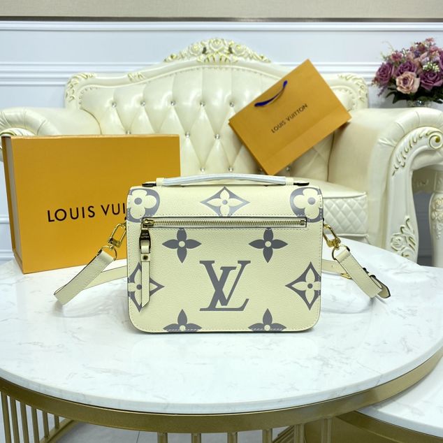 Louis vuitton original calfskin pochette metis M45384 white&silver