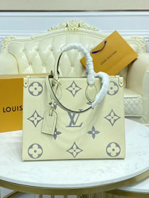 Louis vuitton original embossed calfskin onthego mm M45654 white&grey