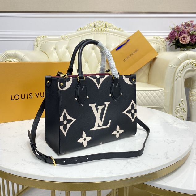 Louis vuitton original embossed calfskin onthego pm M45659 black