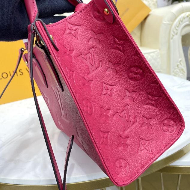 Louis vuitton original embossed calfskin onthego pm M45660 freesia pink