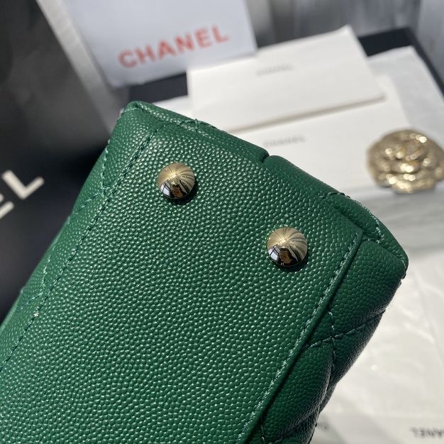 CC original grained calfskin small coco handle bag A92990 green