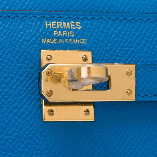 Hermes original epsom leather kelly 28 bag K28-2 blue zanzibar