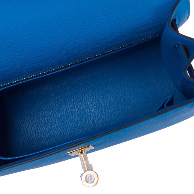 Hermes original epsom leather kelly 25 bag K25-1 blue zanzibar