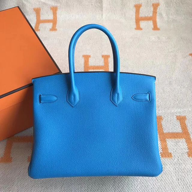 Hermes original togo leather birkin 35 bag H35-1 blue zanzibar