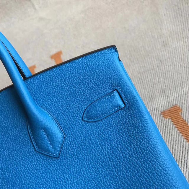 Hermes original togo leather birkin 30 bag H30-1 blue zanzibar