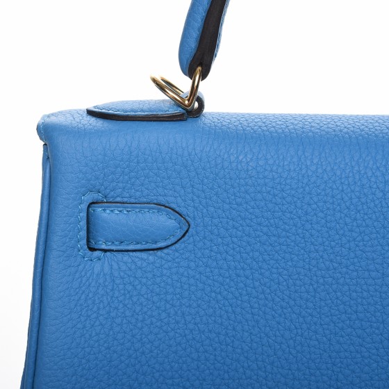 Hermes original togo leather kelly 25 bag K25 blue zanzibar