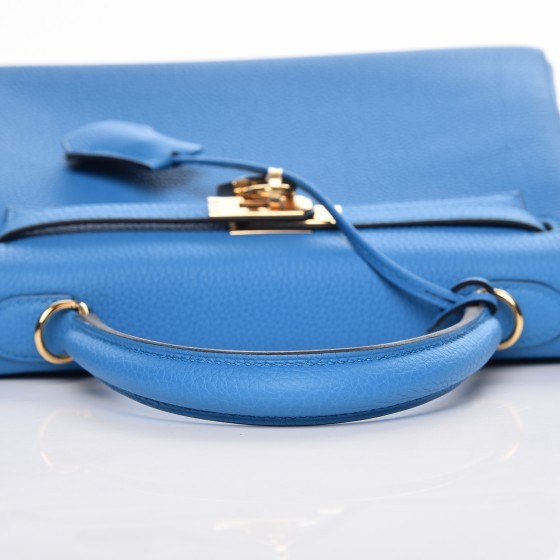 Hermes original togo leather kelly 28 bag K28-1 blue zanzibar