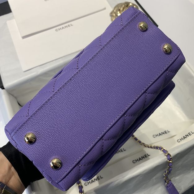 CC original grained calfskin coco top handle mini flap bag AS2215 light purple