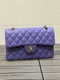 CC original grained calfskin medium flap bag A01112 light purple