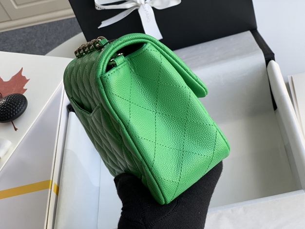 CC original grained calfskin super mini flap bag A35200 green