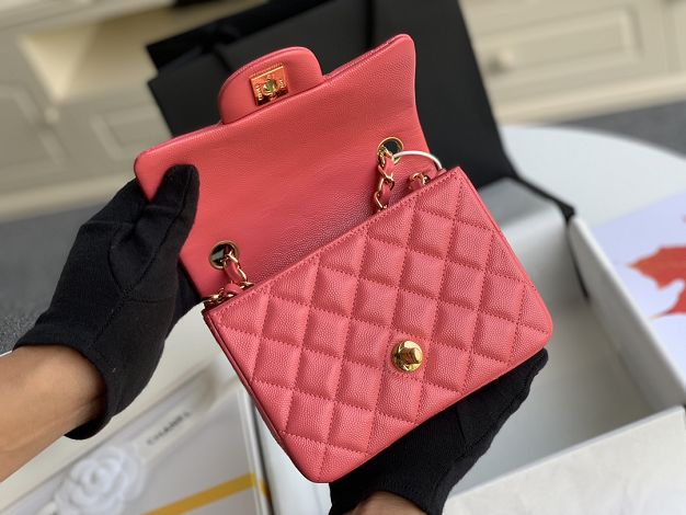 CC original grained calfskin super mini flap bag A35200 pink