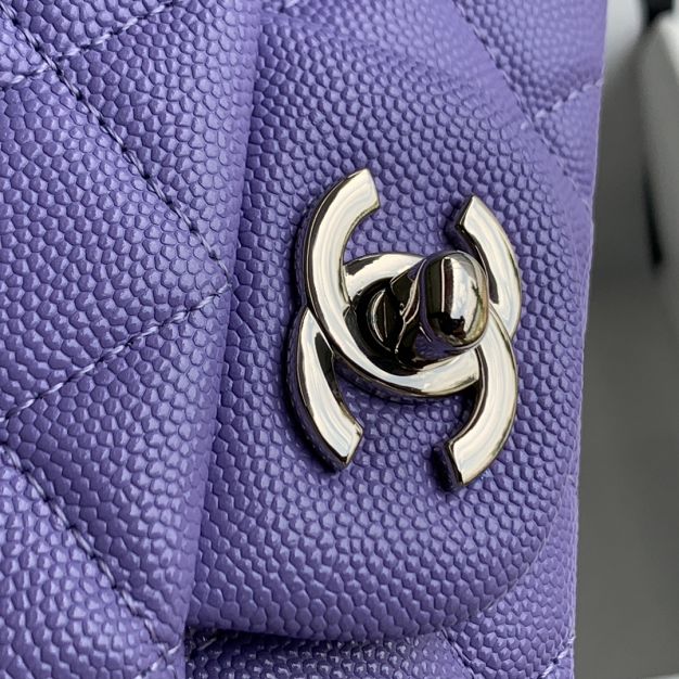 CC original iridescent grained calfskin mini flap bag A69900 light purple