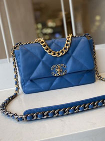 2021 CC original lambskin small 19 flap bag AS1160 blue