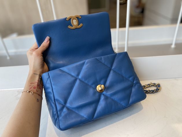 2021 CC original lambskin small 19 flap bag AS1160 blue