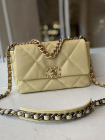 2021 CC original lambskin small 19 flap bag AS1160 light yellow