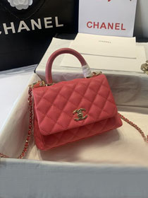 CC original grained calfskin coco top handle mini flap bag AS2215 coral