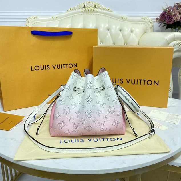 Louis vuitton original mahina leather bella bucket bag M57855 pink