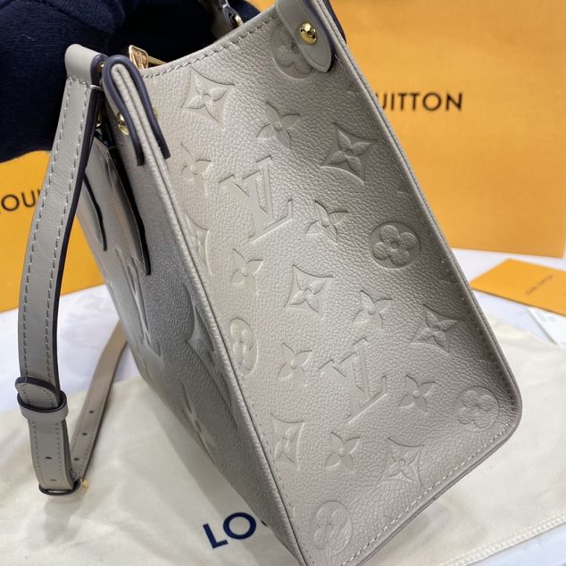 Louis vuitton original embossed calfskin onthego pm m45653 grey