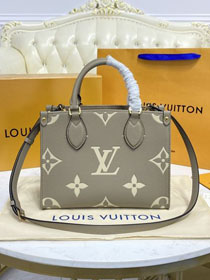 Louis vuitton original embossed calfskin onthego pm m45779 grey&beige