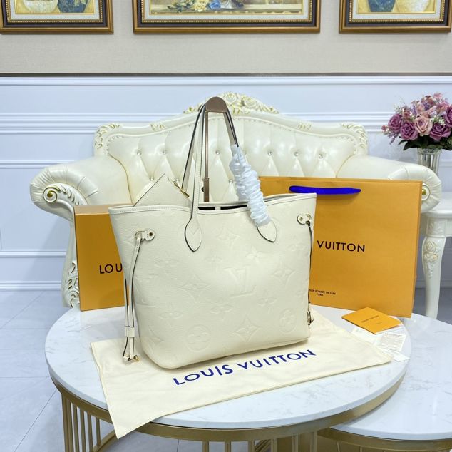 Louis vuitton original monogram empreinte neverfull mm M45684 white