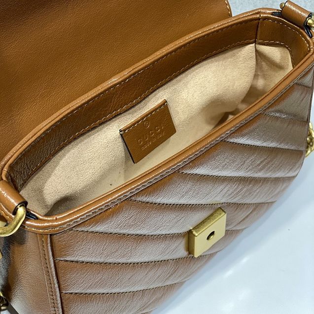 2021 GG original calfskin marmont mini top handle bag 583571 brown