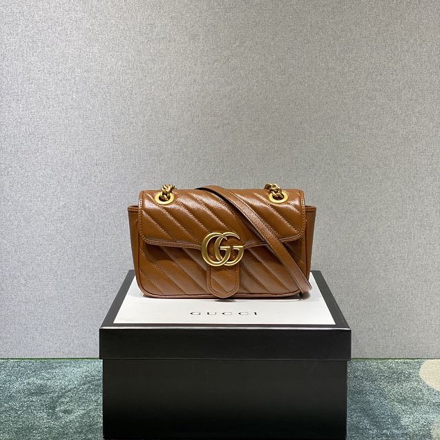 GG original calfskin marmont  mini bag 446744 brown