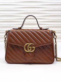 GG original calfskin marmont small top handle bag 498110 brown