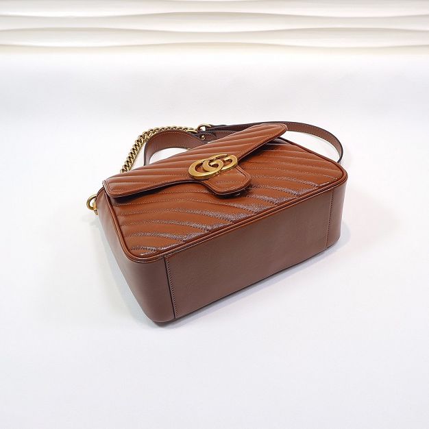 GG original calfskin marmont small top handle bag 498110 brown