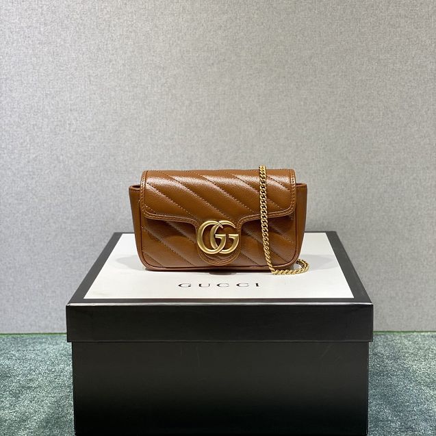 GG original calfskin marmont super mini bag 476433 brown