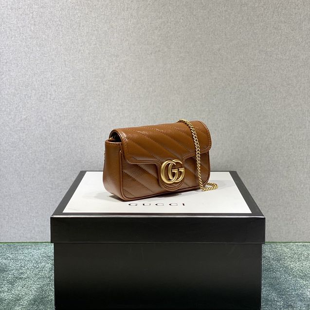 GG original calfskin marmont super mini bag 476433 brown