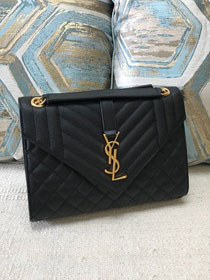 YSL original calfskin envelope medium bag 428134 black