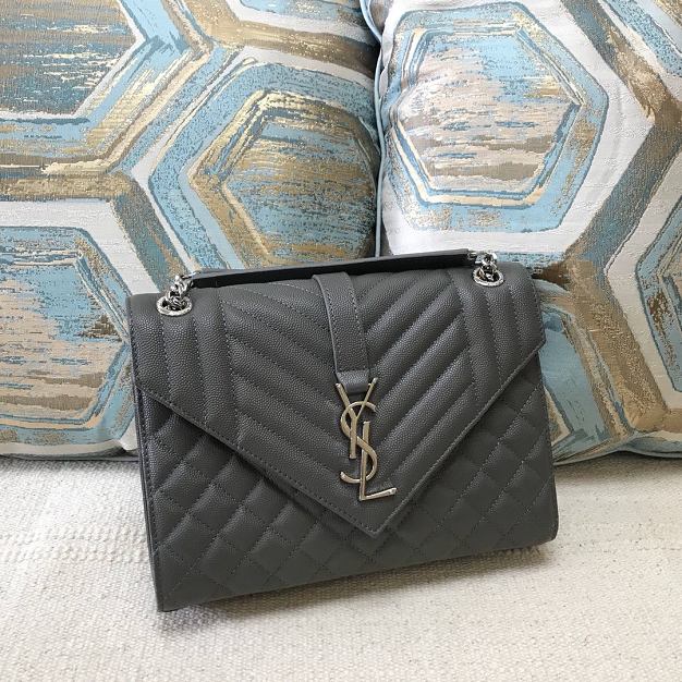 YSL original calfskin envelope medium bag 428134 grey