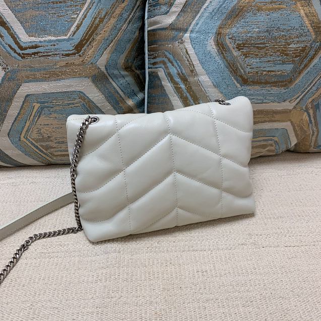 YSL original calfskin puffer mini bag 620333 white