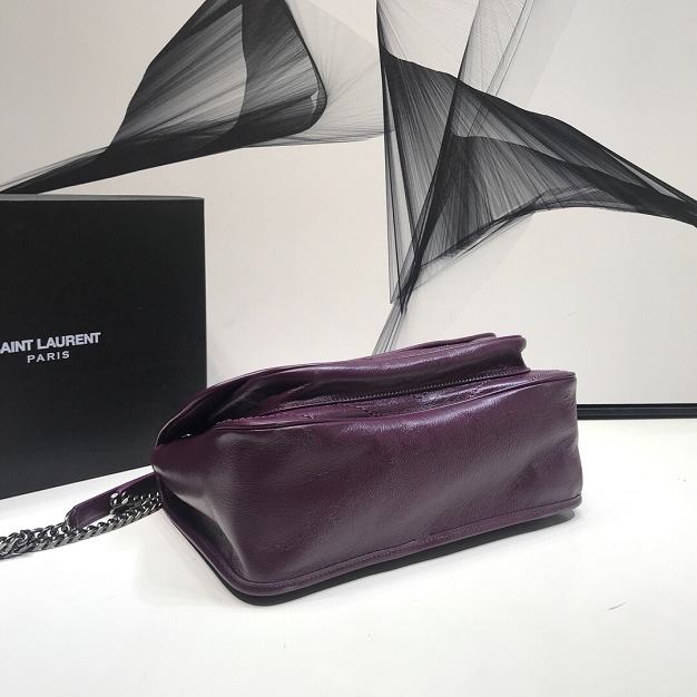 YSL original crinkled calfskin niki medium bag 498894 dark purple