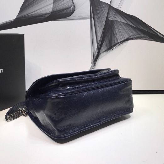 YSL original crinkled calfskin niki medium bag 498894 navy blue