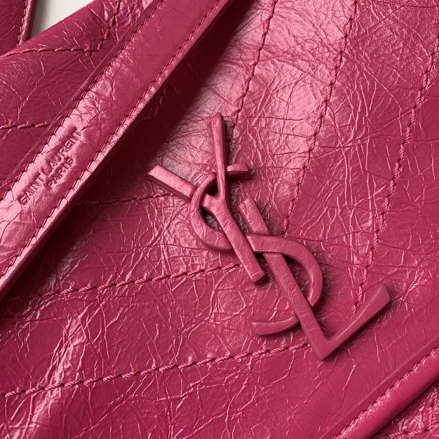 YSL original crinkled calfskin niki medium bag 498894 rose red