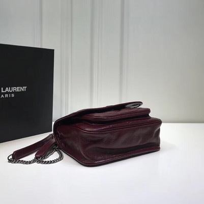 YSL original crinkled calfskin niki baby bag 533037 bordeaux