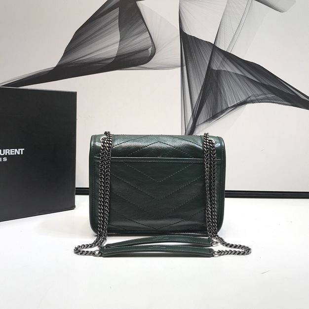 YSL original crinkled calfskin niki baby bag 533037 dark green