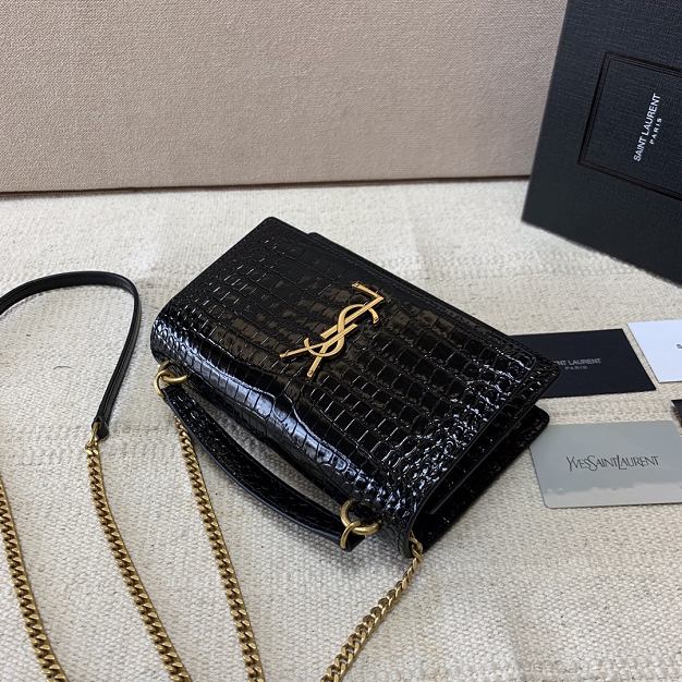 YSL original crocodile calfskin mini sunset bag 533026 black