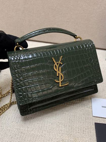 YSL original crocodile calfskin mini sunset bag 533026 green